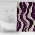 thumbnail image 4 of Extra Long Shower Curtain 72x96 Inch, Geometric Purple Shower Curtain Waterproof Bathroom Decor Vintage White Stripe Coastal Sea Wave Fabric Bath Curtain Set Accessories with Hooks, 4 of 6