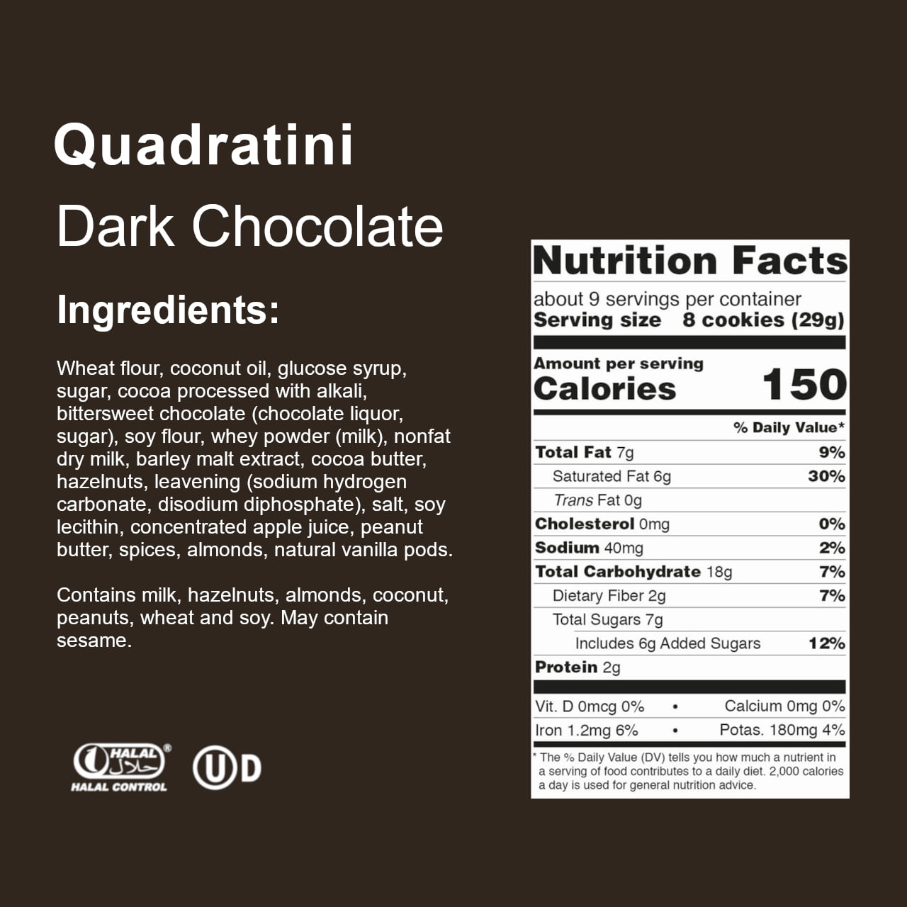 Loacker Quadratini Variety Pack Wafer Cookies, Mix of Hazelnut/Dark Chocolate/Vanilla/Chocolate, Pack of 6