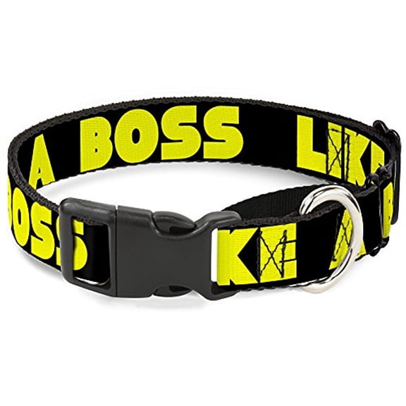 Buckle-Down MGC-W31258-L Like A Boss Black Yellow Martingale Dog Collar
