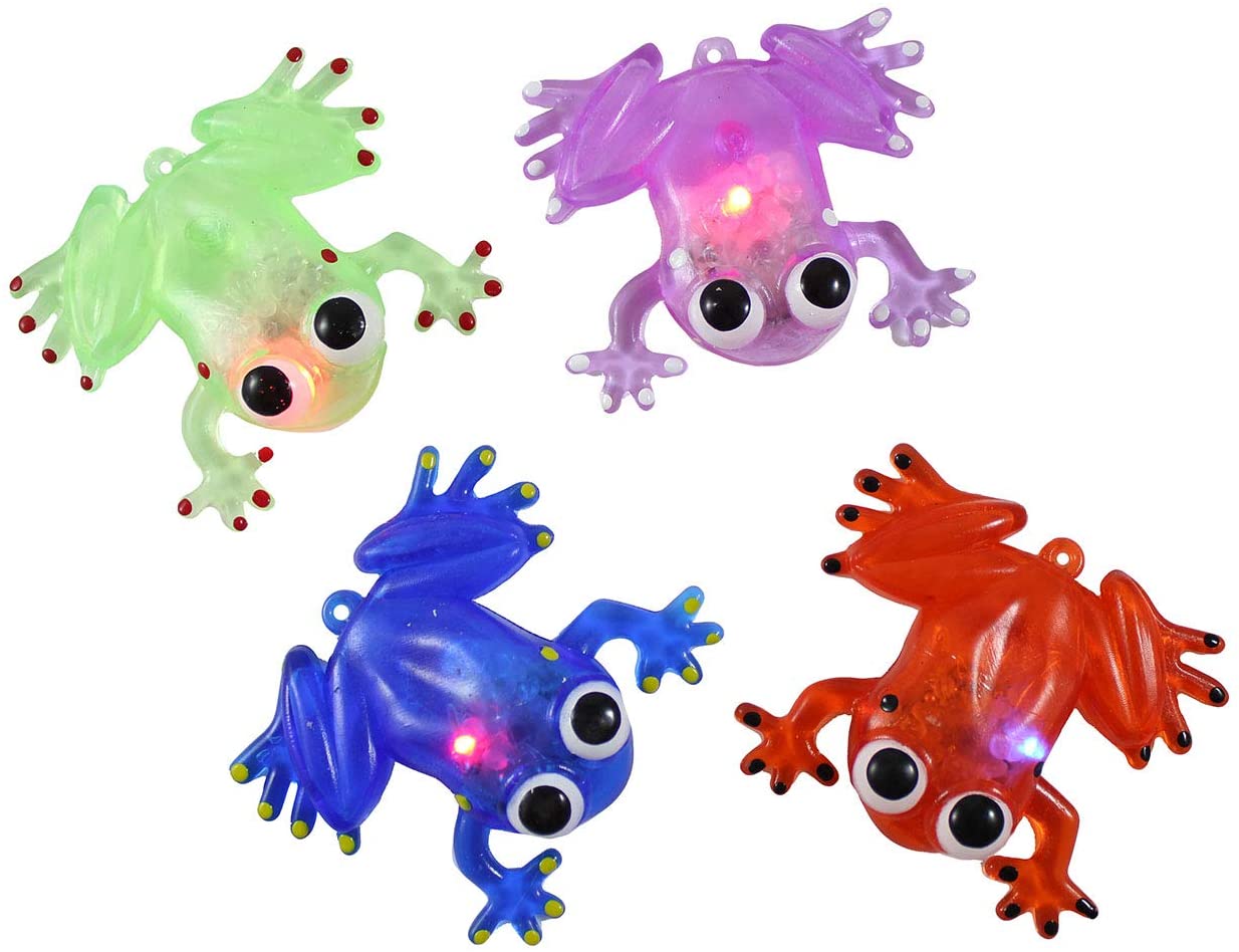 4 Light-Up Flashing Frog Toy - Button Press Continuous Light-Up Stress