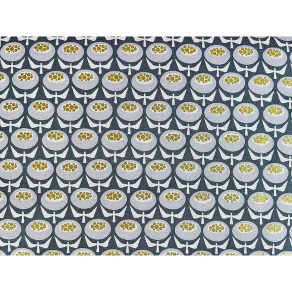 Sweet Floral Scent-Buttercup-Gray Skies Metallic Fabric-Loes Van Oosten-Cotton Steel-LV804-GS4M