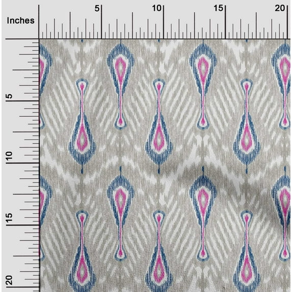 oneOone Viscose Chiffon Fabric Big Motif Ikat Print Fabric By The Yard 42 Inch Wide
