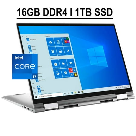 Dell Inspiron 17 7000 7706 Business 2-in-1 Laptop 17.3" QHD+ IPS Touchscreen 11th Gen Intel Quad-Core i7-1165G7 16GB DDR4 1TB SSD Intel Iris Xe Graphics Backlit Keyboard Fingerprint Win10 Silver