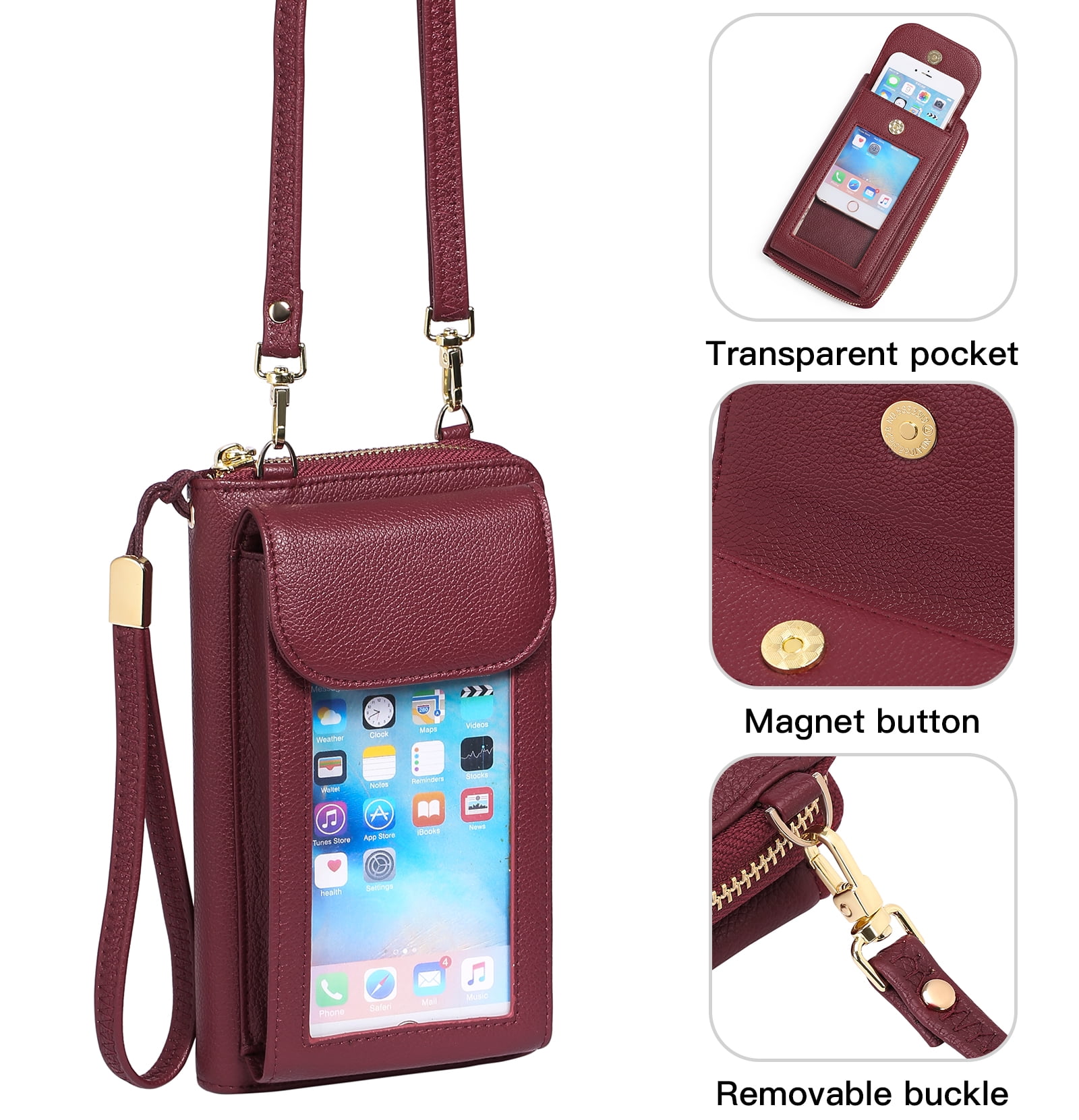 FALAN MULE Small Cell Phone Crossbody Bag Purse for Women, PU Leather Wallet Purse