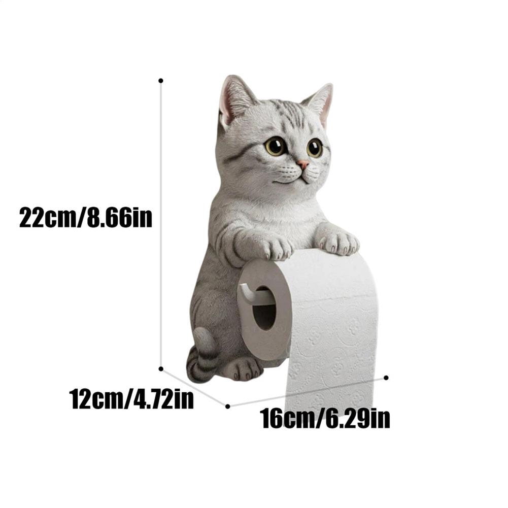 CARRFA Funny 3D Cat Toilet Roll Holder, Creative Cat Sculpture Paper Holder, Decorative Towel & Tissue Wall Mount for Bathroom Kitchen Decor Gifts for Cat Lovers