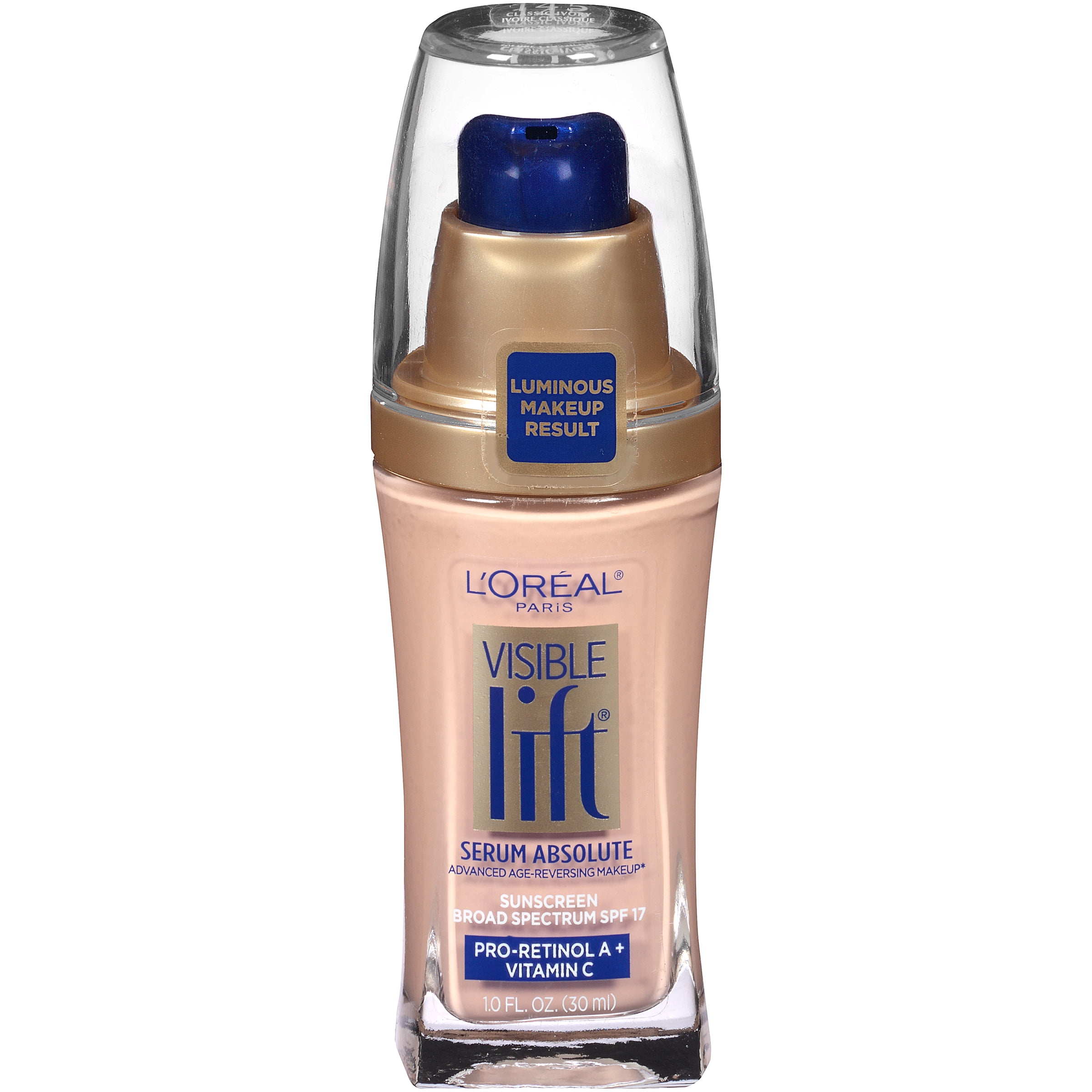 L'Oreal Paris Visible Lift Serum Foundation Makeup, 145 Classic Ivory, 1 fl oz