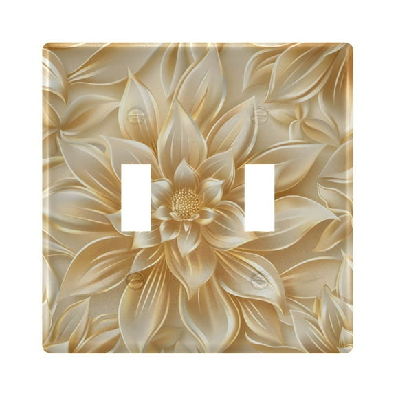 Luxury Dahlia Flower Light Switch Plate Covers 2 Gang Wall Plate Plastics Outlet Covers for Kitchen Home Office Decor