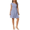 thumbnail image 2 of INSPIRE CHIC Plaid Tweed Dress for Women's Round Neck Cap Sleeve A-Line Vintage Pleated Dresses M Blue Purple, 2 of 6