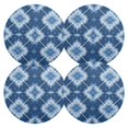 thumbnail image 4 of 15 Inch Round Grid Plate Mats Heat Non-Slip Resistant PVC Placemats for Kitchen Dining Table Decor Blue and White Tie-dye 4PCS, 4 of 5