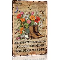 Vintage Gardening Tin Sign I Go To Lose My Mind And Find My Soul Aluminum Metal Sign for Home Outside Farm Garage Outdoor 8x12 Inch