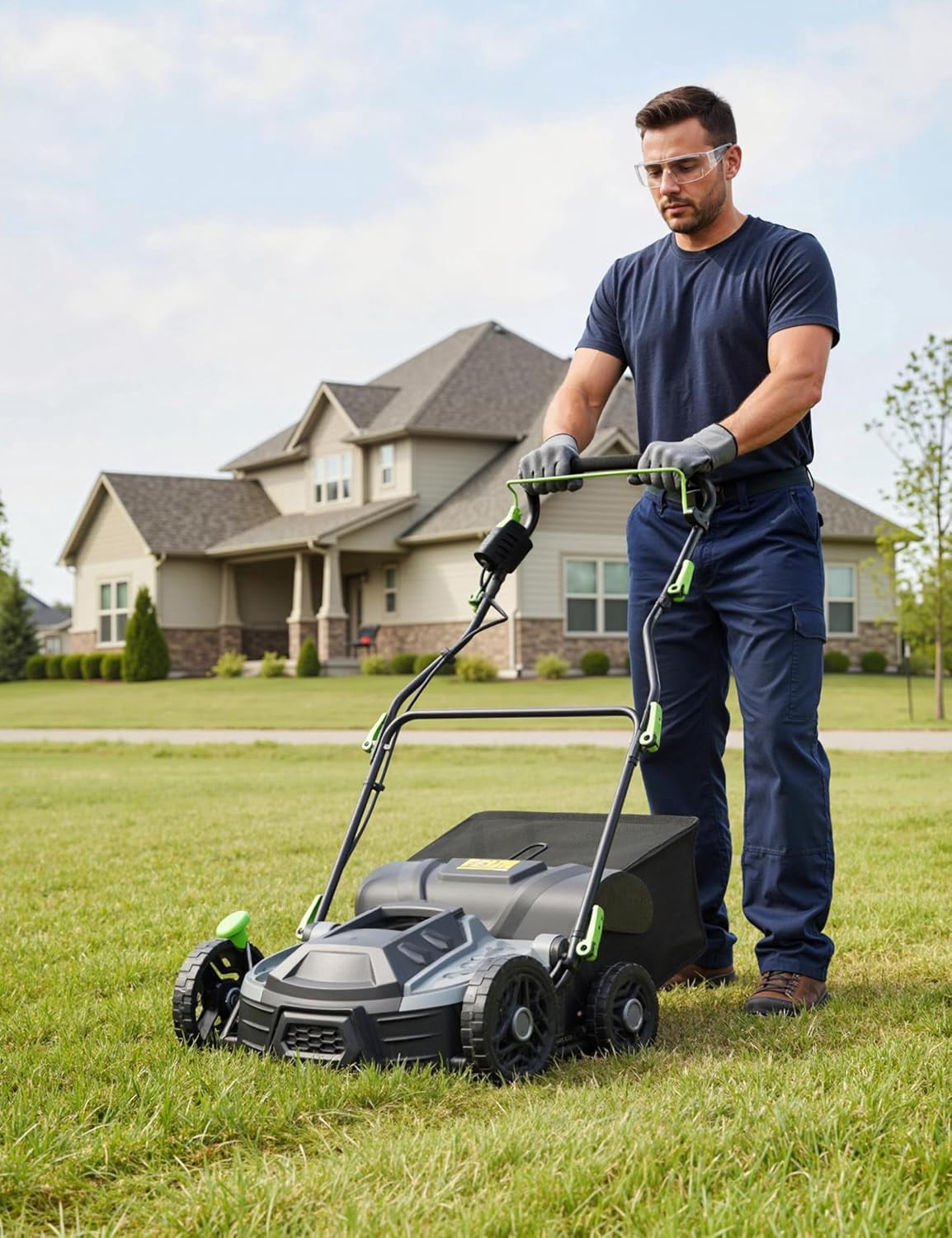 M optimized 15.5A Electric Lawn Dethatcher Scarifier, 14" Corded Dethatcher with 14.5 gal Collection Bag, 5-Position Depth Adjustment & 3-Height Adjustable Handle for Yard Care and Lawn Aeration
