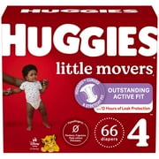 Huggies Little Movers Baby Diapers, Size 4 (22-37 lbs), 66 Ct (Select for More)