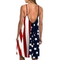 thumbnail image 4 of Seyurigaoka 4th of July Beach Dress for Women American Flag Stars Stripes Print Sleeveless A Line Ruffle Dresses Summer Loose Cami Dress, 4 of 5