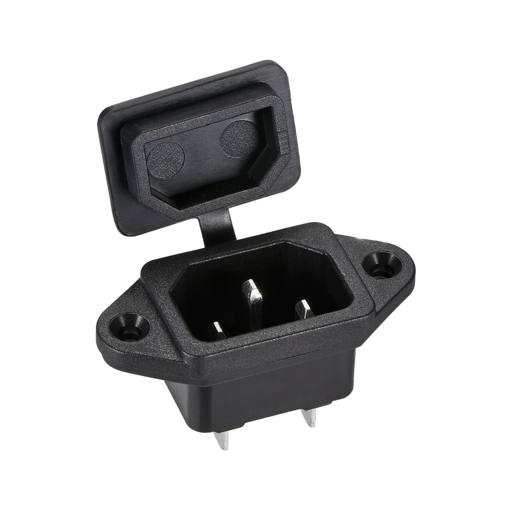 C14 Panel Mount Plug Adapter AC 250V 10A 3Pins IEC Inlet Module Plug Power Connector Socket with