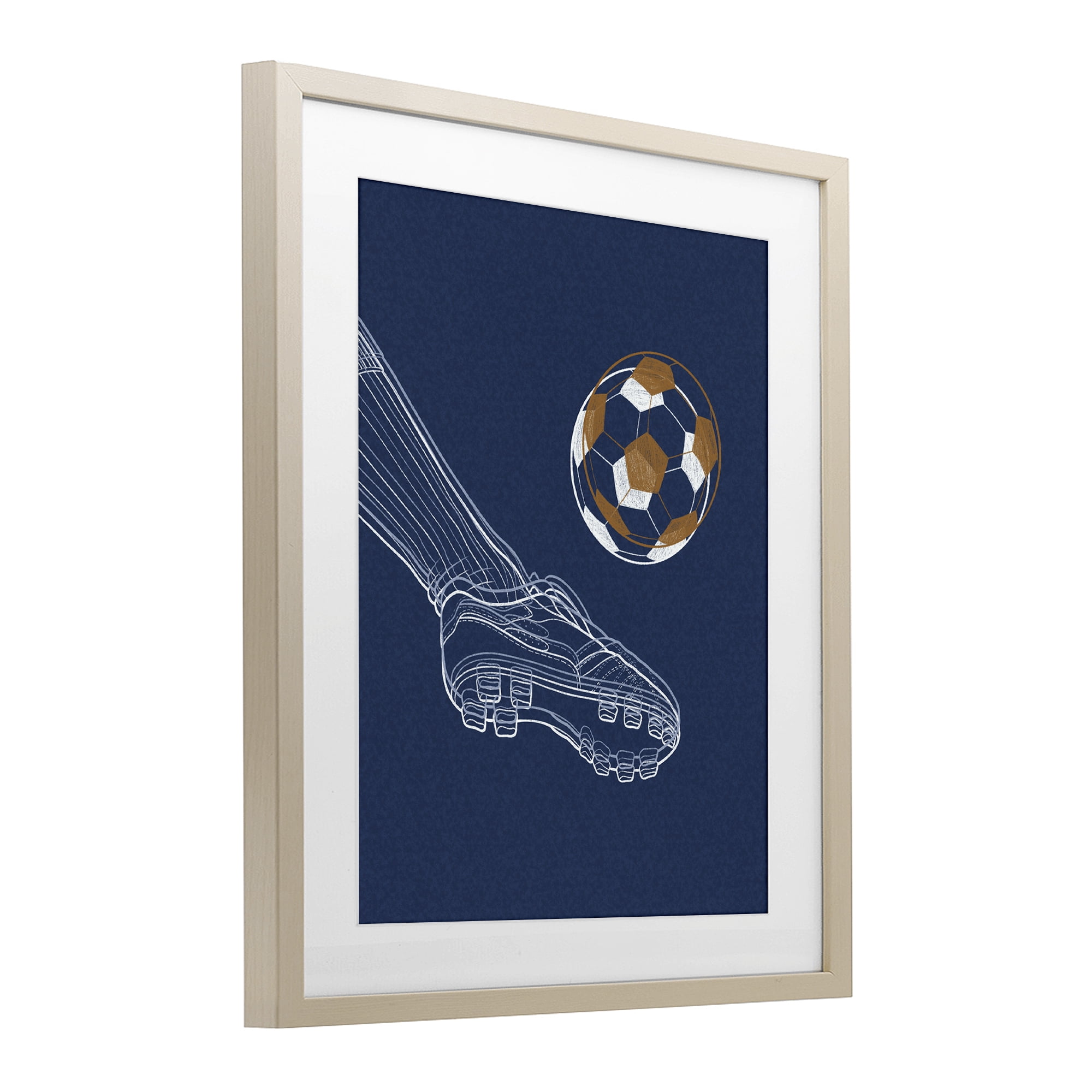 Stupell Industries Soccer Lines Contour Birch Framed Print Under Glass, design by Marcus Prime