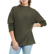 NIC+ZOE Women's Sweater Olive Large Embllished Pullover