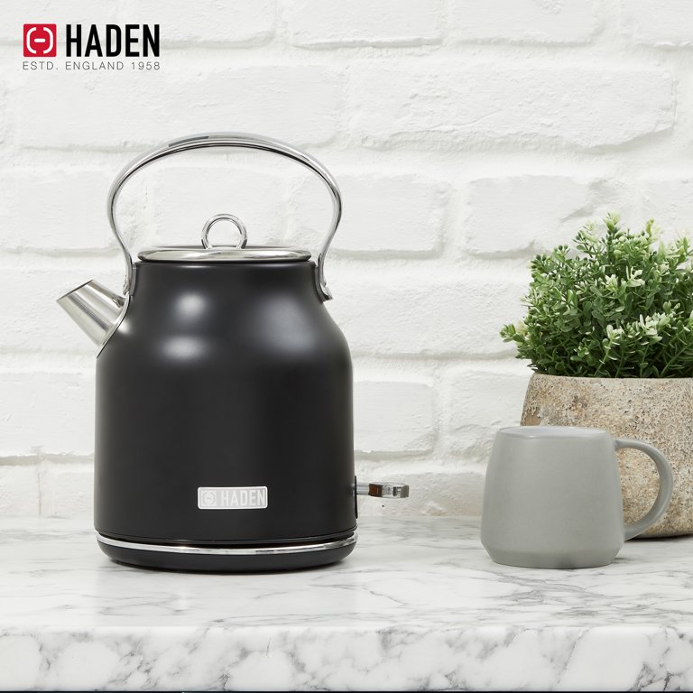 Haden Heritage Slice Wide Toaster Electric Water Kettle, Black