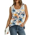thumbnail image 3 of Fmbrln Womens Plus Size Summer Sleeveless Crew Neck Tank Tops Casual Loose Floral Print T-Shirts Lightweight Comfy Beach Tees Multicolor 5XL, 3 of 5