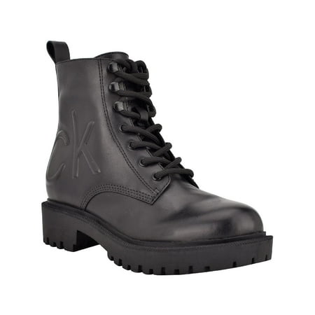 UPC 195972016019 product image for Calvin Klein Womens KCKAMRY Leather Logo Combat & Lace-up Boots | upcitemdb.com