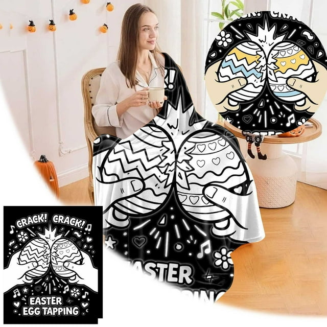 BotaniNest Easter DIY Colored Blanket An Art And Craft Colored Blanket Featuring Patterns Of Rabbits/eggs/sheep Washable Blanket Suitable For Easter And Family Activities.