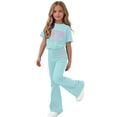 thumbnail image 6 of Amidoa Girls Summer 2 Piece Outfits Kids Print Short Sleeve and Pants Casual Clothing Sets Mint Green Size 14, 6 of 7