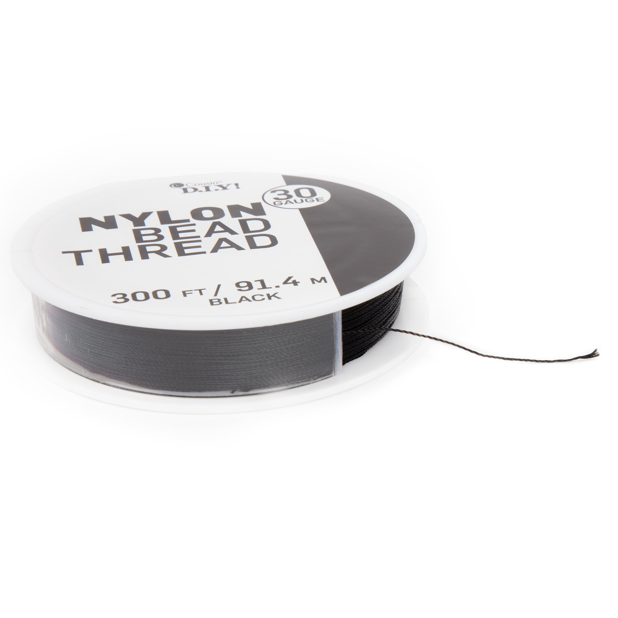 Cousin DIY Nylon Beading Thread, Black, 30 Gauge, 300 ft Roll, Jewelry and Craft