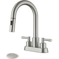 thumbnail image 2 of Bathroom Faucet with Pull Out Sprayer, Chrome Bathroom Faucet 3 Holes, 2 Handle Bathroom Sink Faucet with 360 Degree Swivel Spout, Pop Up Drain Assembly Included, 2 of 10