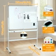 thumbnail image 5 of Lanzxjv 90x120cm Mobile Whiteboard, Double Sided Rolling Whiteboard, Folded Magnetic White Board, Large Reversible Dry Erase Board, Wall Planner Dry Erase Board, 5 of 7