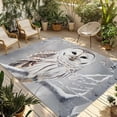 thumbnail image 2 of Outdoor Rug 6x9 ft Snowy Owl Waterproof Outdoor Patio Rug Mat Non Slip Outside Area Rugs Carpet for RV,Camping,Porch,Deck,Pool,Balconybackyard,Winter Owl on Tree Branch, 2 of 9