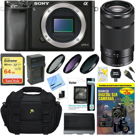 Sony Alpha a6000 24.3MP Mirrorless Digital Camera with 55-210mm Zoom Lens Accessory Bundle