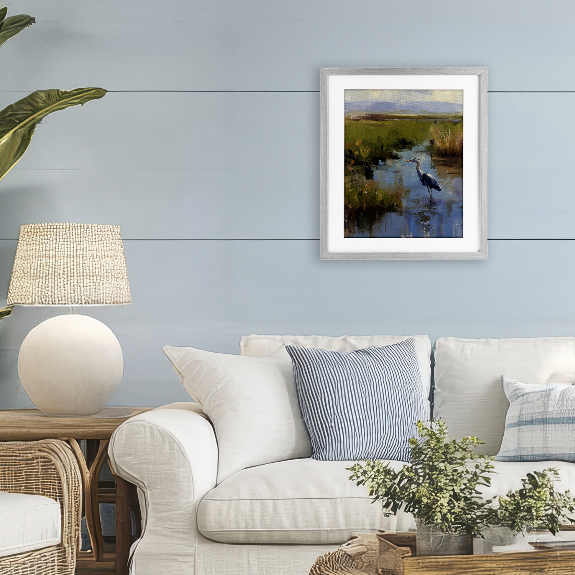 Stupell Industries Bird Among The Reeds Gray Framed Print Under Glass, design by Svetlana Aleynikova
