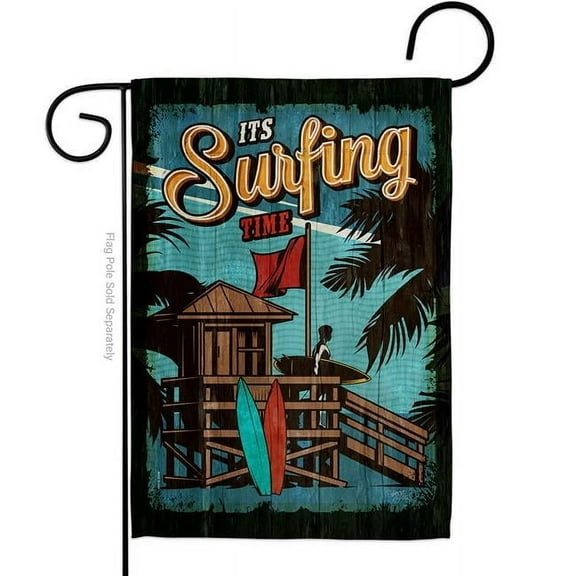 Breeze Decor G156092-BO Surfing Time Sports Surf 13 x 18.5 in. Double-Sided Decorative Vertical Garden Flags for House Decoration Banner Yard Gift