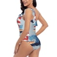 thumbnail image 4 of Uemuo Beacon In The Huge Waves Of The Surf Print Women's One Piece Swimsuit Asymmetrical Neck Bathing Suit One Shoulder Side Cutout Ruffle Swimwear-X-Large, 4 of 6
