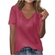 thumbnail image 1 of Camisas de Manga Larga Casual de las Mujeres Color Sólido Nuevo Cuello en V Tira Suelta Cepillada Camisa de Manga Corta, 1 of 6