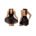 thumbnail image 2 of Nituyy Robe de Nuit d'Halloween pour Femmes Col Licou Dos Nu Lingerie en Dentelle Patchwork Imprimé Citrouille, 2 of 7