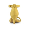 thumbnail image 2 of BLISSFUL STEP Women's Shoes Faux Suede Ankle Strap Kitten Heel Slide Straps Solid Sandals  Yellow 9, 2 of 8