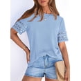 thumbnail image 4 of PRETTYGARDEN Summer Tops for Women Lace Short Sleeve T-Shirts Casual Blouses Spring Fashion Clothes Vacation Outfits, 4 of 8