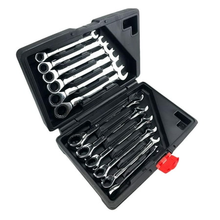 

12x Ratchet Wrench Set with Storage Case Multifunctional Metric 8mm~19mm Car Repair Wrench Hand Tools for DIY Project Auto Repair