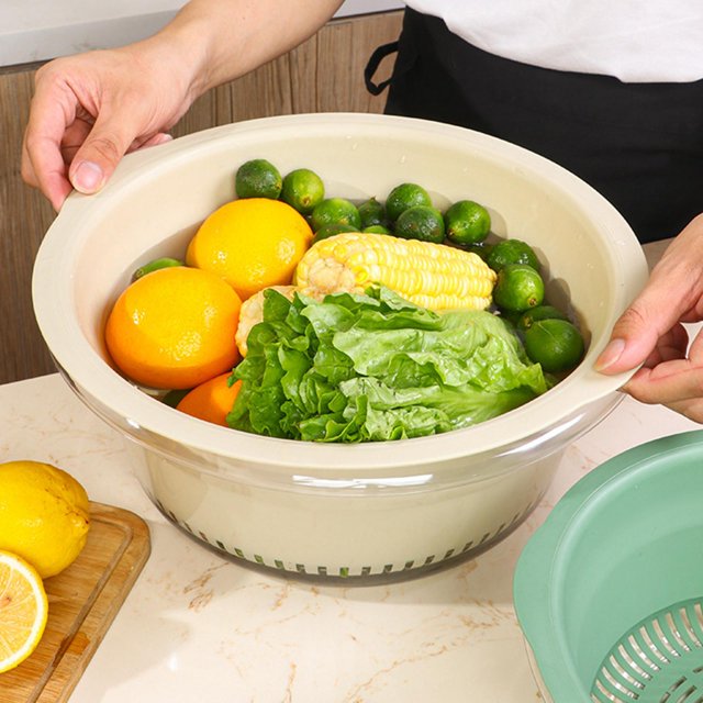 Juego de tazones de colador de cocina de usos múltiples Colador de cocina Filtro de lavado Colador Contenedor Limpieza Cesta de lavado Gadget de blanco Macarena Cesta de drenaje