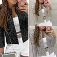 thumbnail image 2 of Blazer de Fête Décoration à Sequins Col Rond Manches Longues Ajusté Cardigan Déguisement Mode Urbaine Femmes Op, 2 of 5