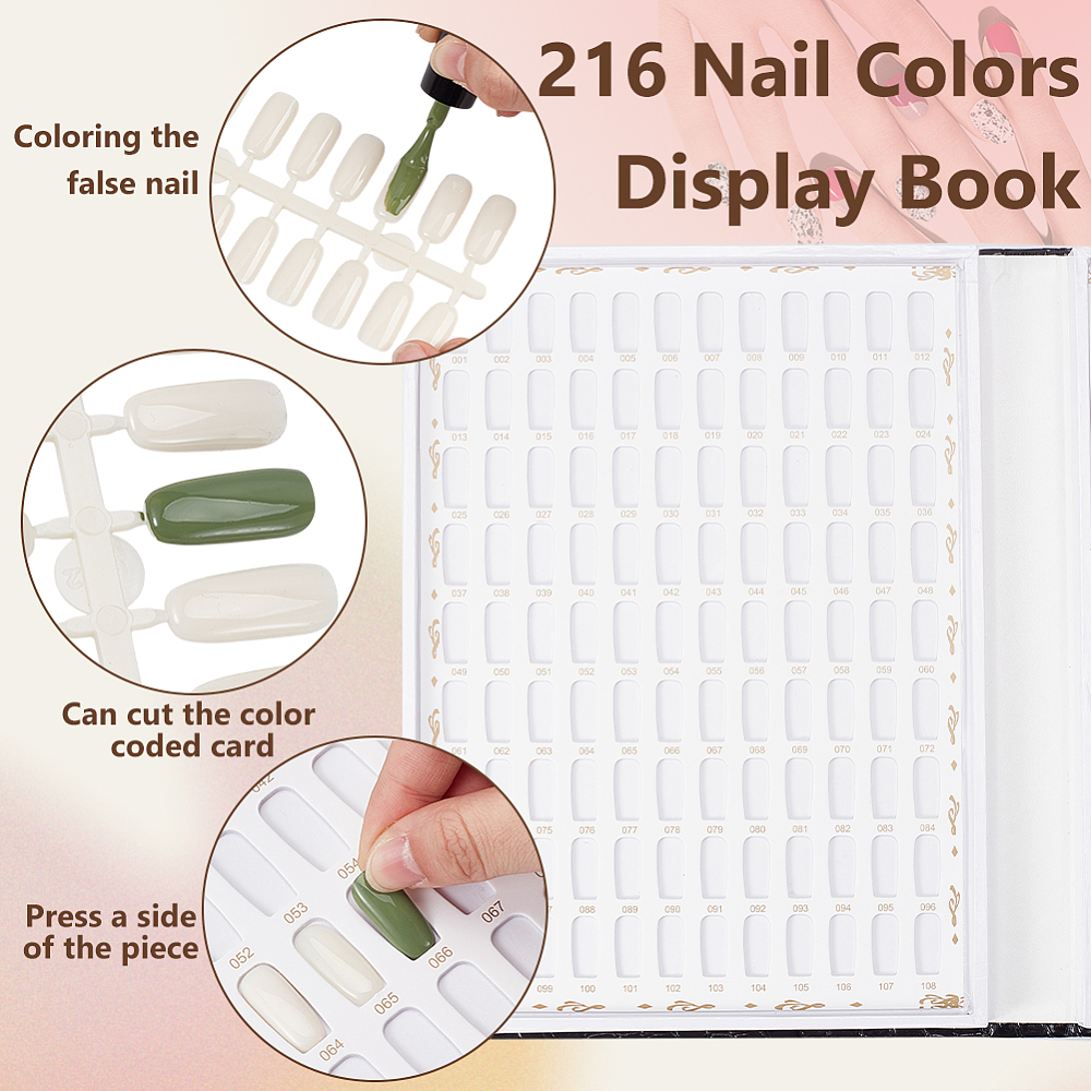 1set 2 sets 2 styles Plastic False Nail Nail Art Decoration Accessories 1pc PU Leather & Wood & Plastic color Card box Black Nail: 170~183x60~60x2~3mm 1 set/style Plastic