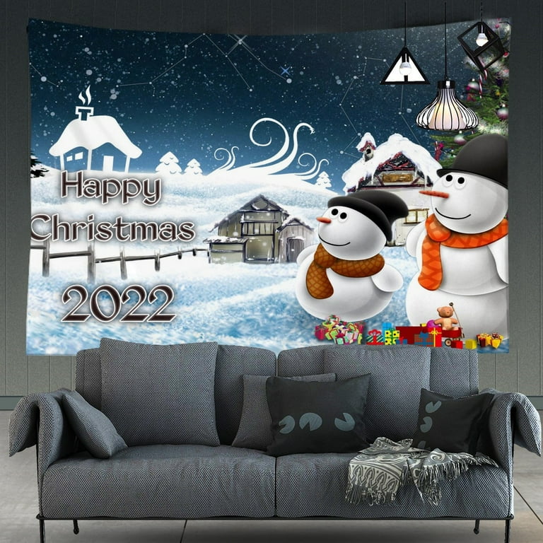 Christmas Wall Tapestry Large Merry Christmas Snowman Tapestry Wall Hanging for Living Room Bedroom Dorm Home Decor 100 75cm