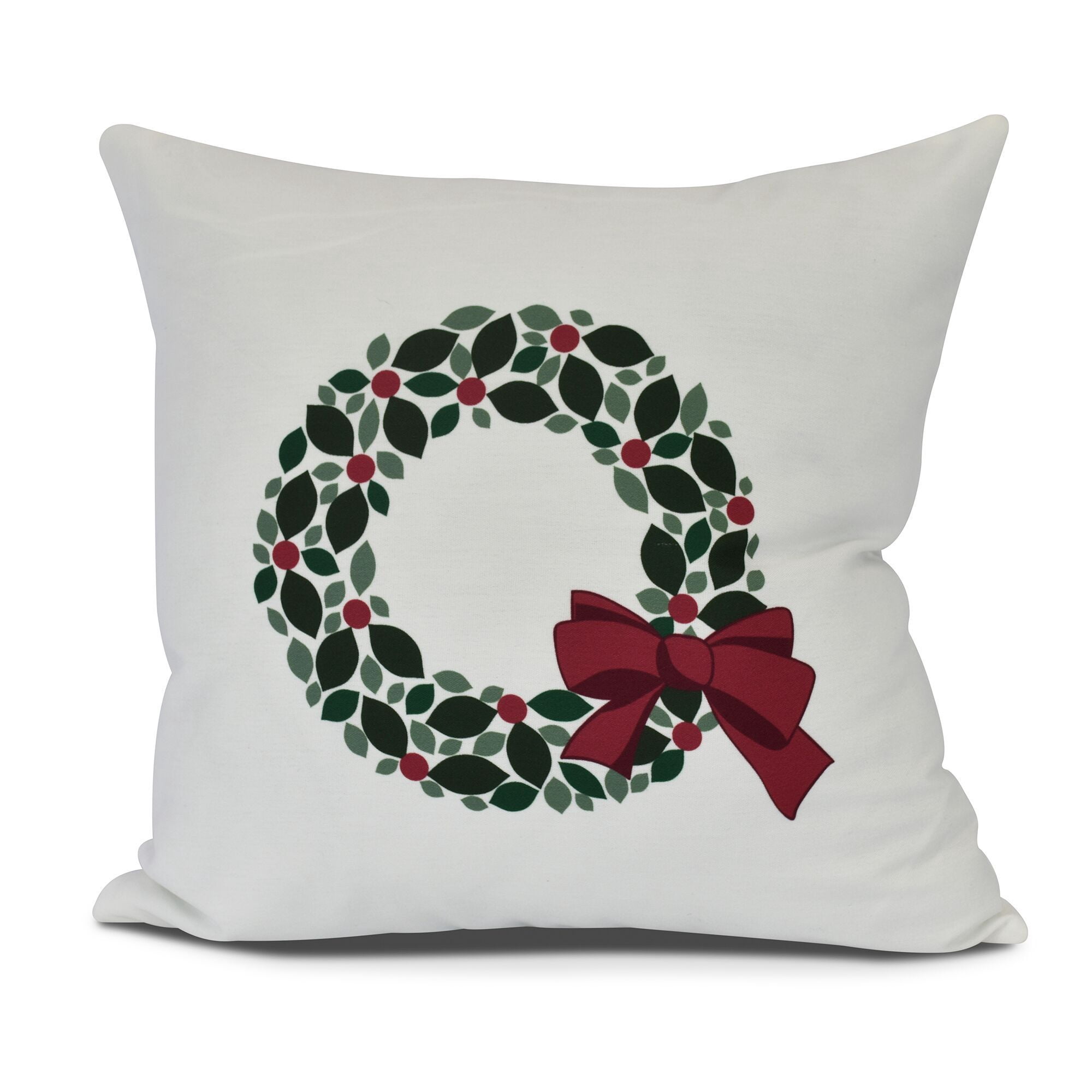 Simply Daisy, Holly Wreath Floral Print Outdoor Pillow