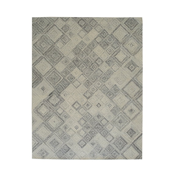 EORC Multi Gray Hand-Tufted Wool Transitional Modern Tufted Rug, 6' x 6'