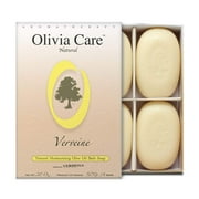 Olivia Care Bath & Body Bar Verbena Soap 4 Pack Gift Box Organic, Vegan & Natural Contains Olive Oil Repairs, Hydrates, Moisturizes & Deep Cleans Good for Sensitive Dry Skin Made in USA