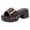 Coffee, variant on Womens Chunky Platform Sandals Buckle Studded Open Toe Heeled Dressy Shoes Slip On Slides Mules for Party Wedding