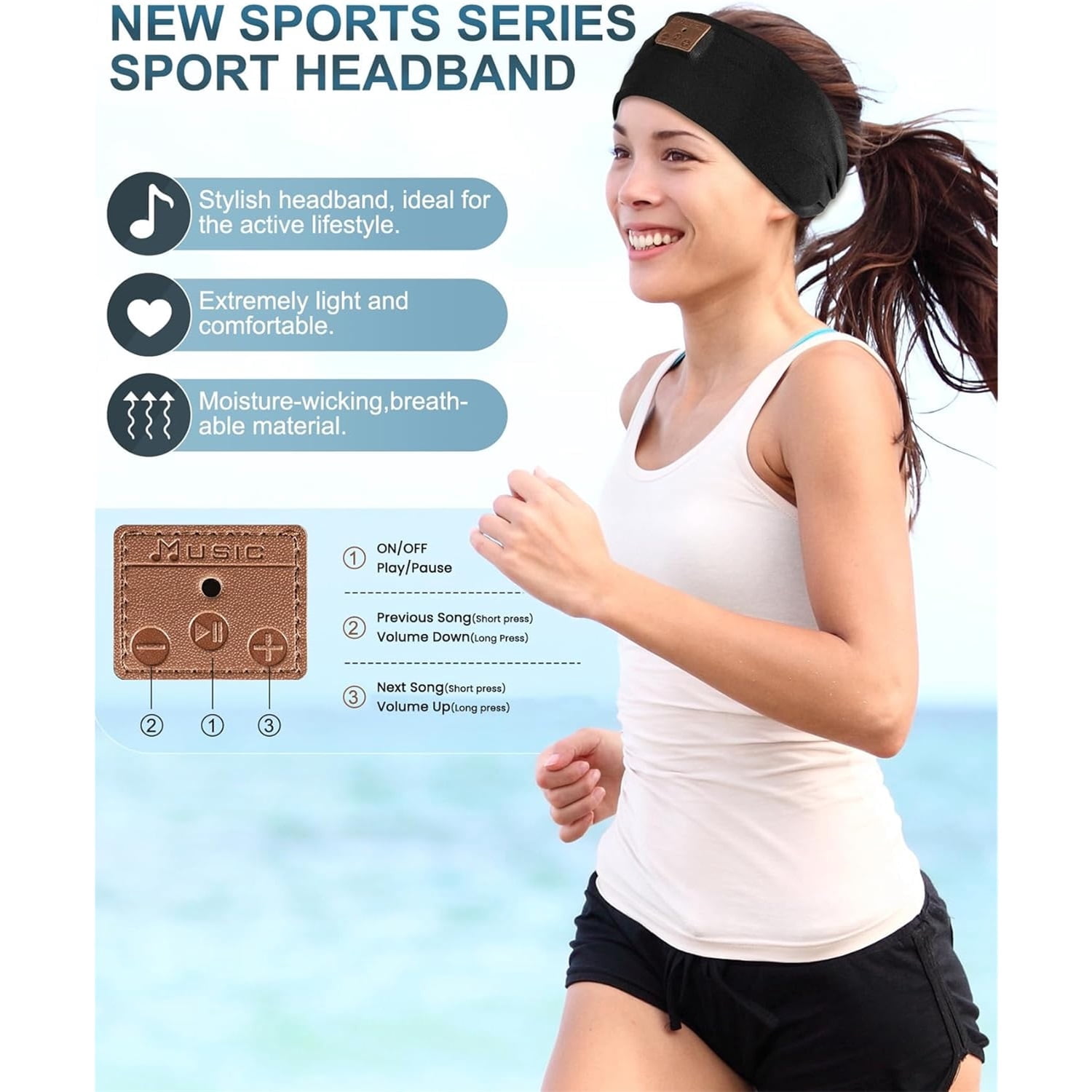 2-Pack Sleeping Headphones, Headband with Ultra-Thin HD Stereo Speaker, Bluetooth Headband Headsets for Sports, Workouts, Insomnia, Yoga, Air Travel, Meditation Gym