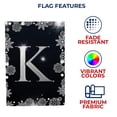 thumbnail image 4 of America Forever Winter Monogram Letter K House Flag Vertical Double Sided 28 x 40 inches Christmas Holiday Seasonal Flags for Outdoor, Yard, Porch Decoration, Silver Snowflakes Decoration, 4 of 4