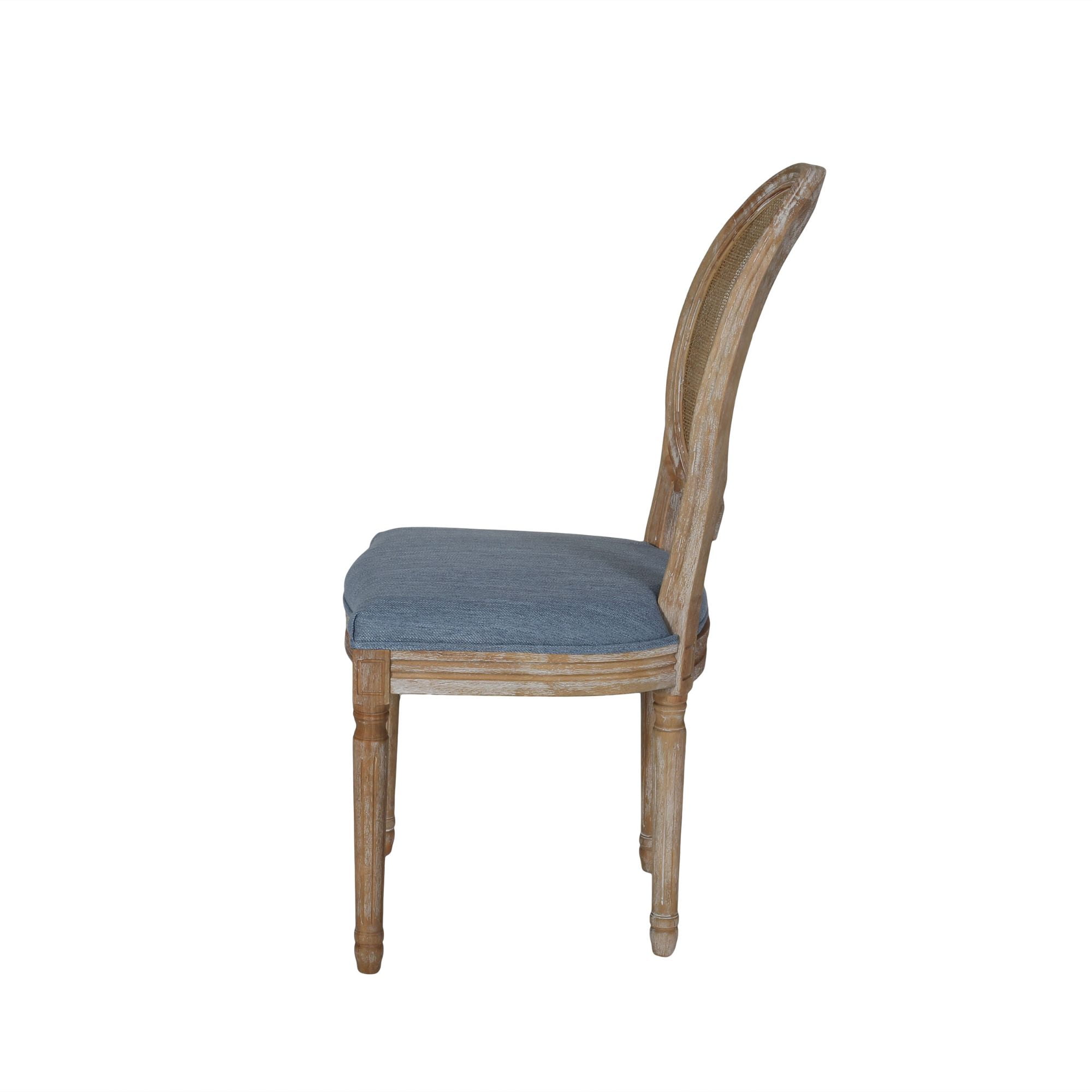 Noble House Theodore French Fabric Dining Chairs, Set of 2, Light Blue