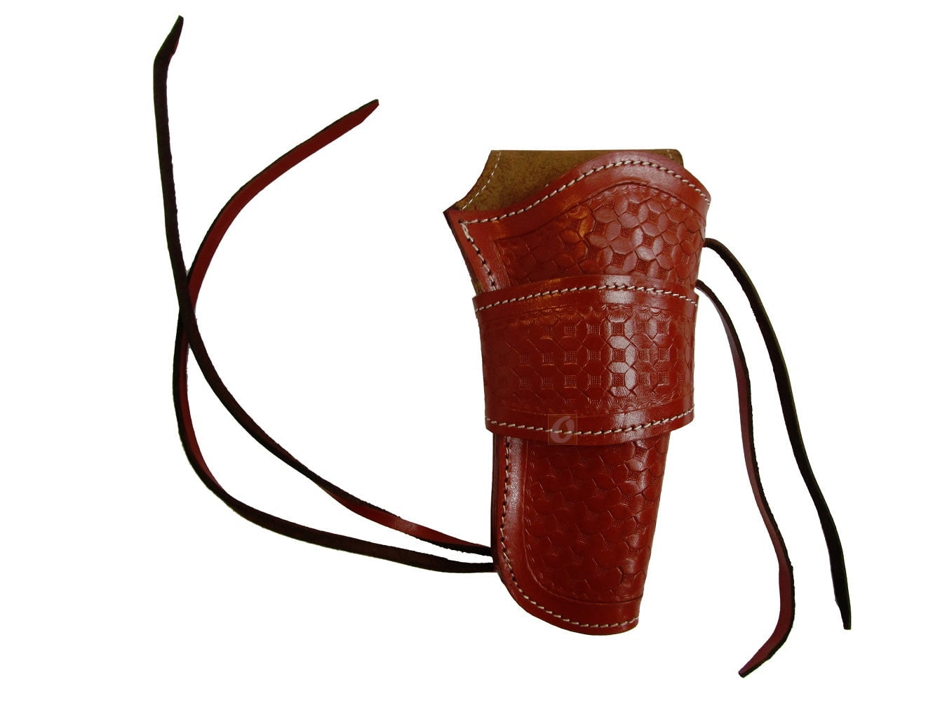 Leather Holster Long Barrel OWB Revolver Pistol Fit Waffle Tooled Red - Right Hand